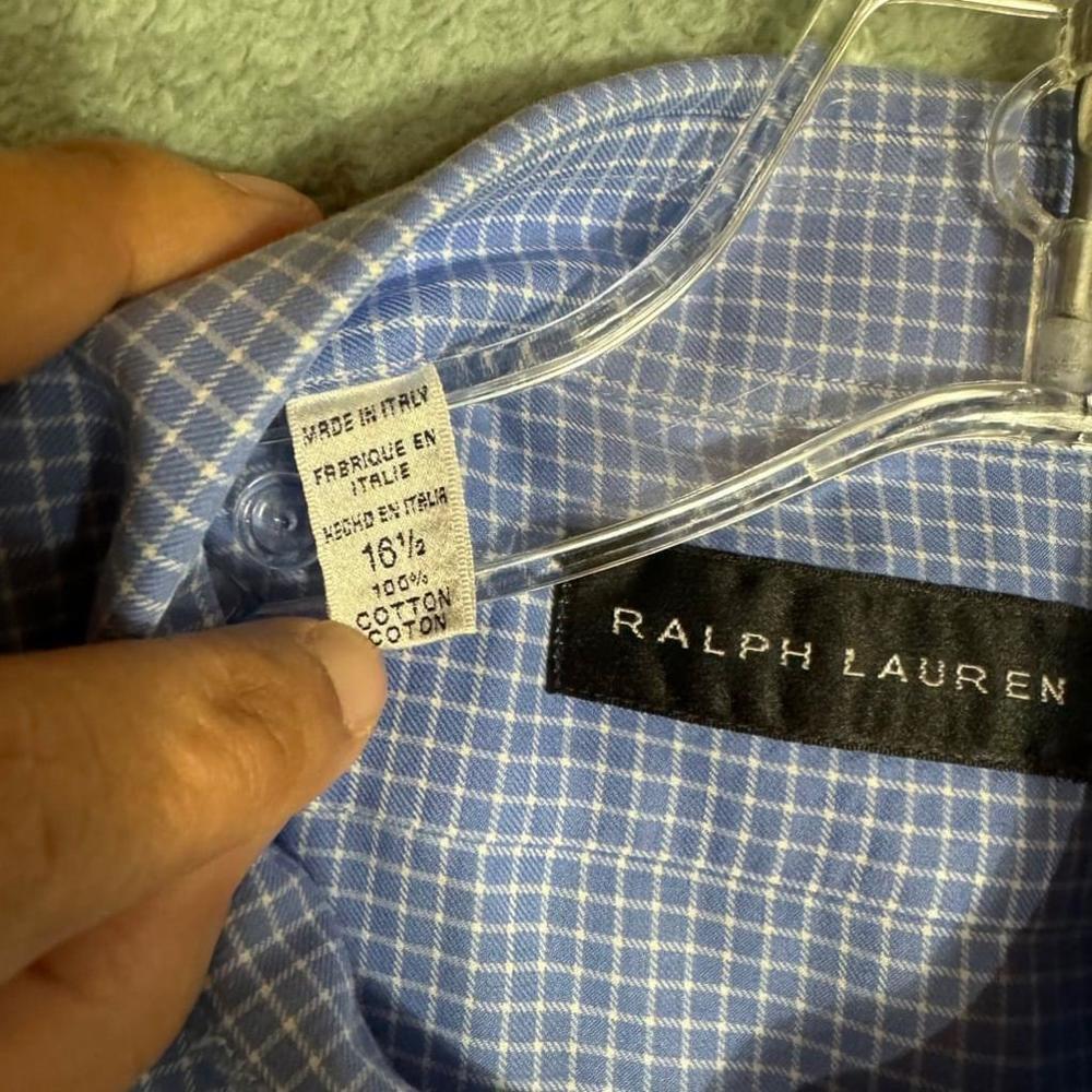 Men's Ralph Lauren  Blue Gingham Dress Shirt 16.5/ Large - Picture 6 of 9